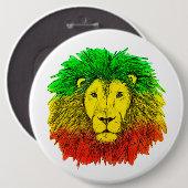 Rasta Löwe rot grün zeichnend Jamaika Button (Vorne & Hinten)