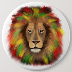 Rasta Löwe rot grün zeichnend Jamaika Button