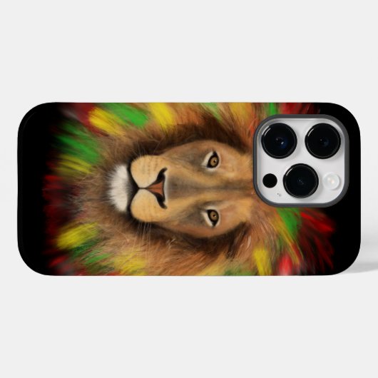 Rasta Löwe rot grün zeichnend Jamaika Case-Mate iPhone Hülle (Rückseite (Horizontal))