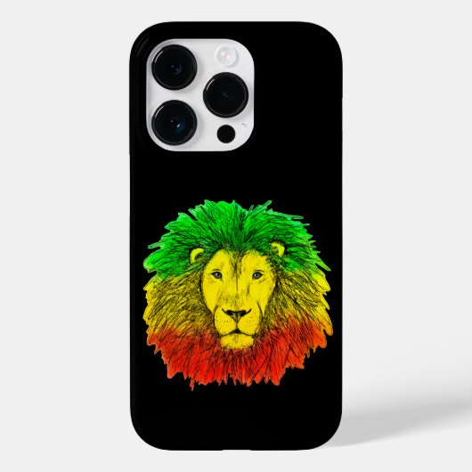Rasta Löwe rot grün zeichnend Jamaika Case-Mate iPhone Hülle (Rückseite)