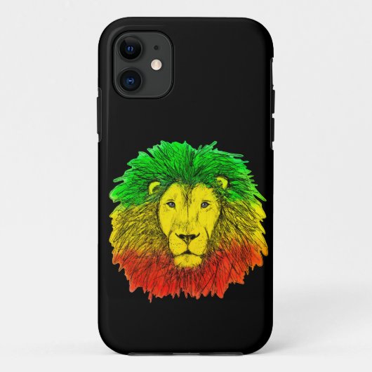 Rasta Löwe rot grün zeichnend Jamaika Case-Mate iPhone Hülle (Rückseite)