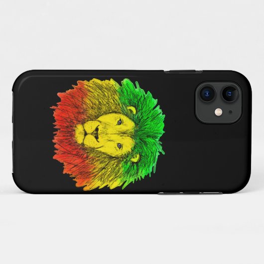 Rasta Löwe rot grün zeichnend Jamaika Case-Mate iPhone Hülle (Rückseite (Horizontal))