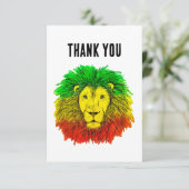 Rasta Löwe rot grün zeichnend Jamaika Dankeskarte (Stehend Vorderseite)