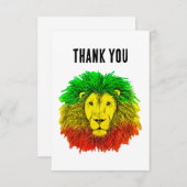 Rasta Löwe rot grün zeichnend Jamaika Dankeskarte (Vorne/Hinten)