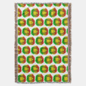 Rasta Löwe rot grün zeichnend Jamaika Decke (Vorderseite Vertikal)