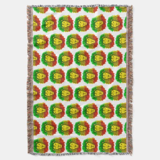 Rasta Löwe rot grün zeichnend Jamaika Decke (Vorderseite Vertikal)