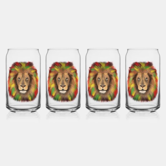 Rasta Löwe rot grün zeichnend Jamaika Dosenglas (Vorderseite)