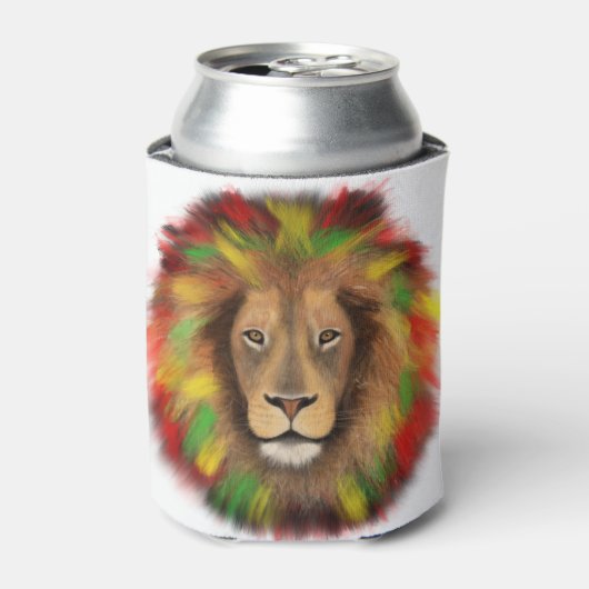 Rasta Löwe rot grün zeichnend Jamaika Dosenkühler (Kanne Vorderseite)