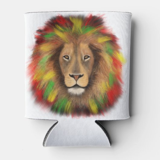 Rasta Löwe rot grün zeichnend Jamaika Dosenkühler (Vorderseite)