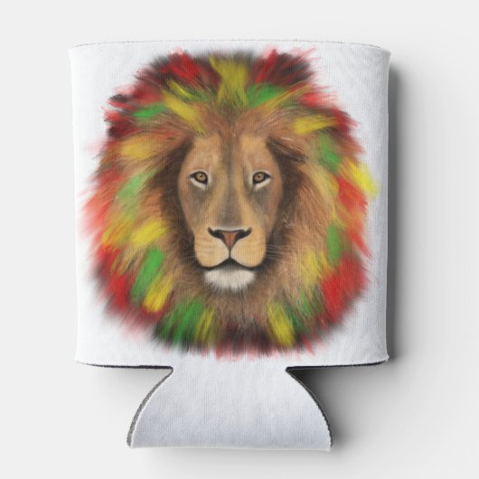Rasta Löwe rot grün zeichnend Jamaika Dosenkühler (Rückseite)