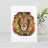 Rasta Löwe rot grün zeichnend Jamaika Einladung (Stehend Vorderseite)