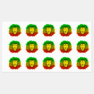 Rasta Löwe rot grün zeichnend Jamaika Etiketten