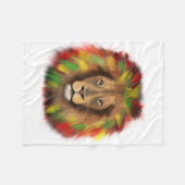 Rasta Löwe rot grün zeichnend Jamaika Fleecedecke (Vorderseite (Horizontal))