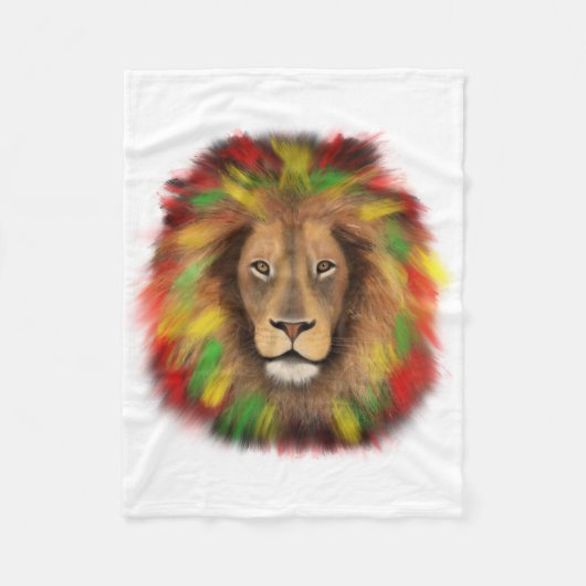 Rasta Löwe rot grün zeichnend Jamaika Fleecedecke (Vorderseite)