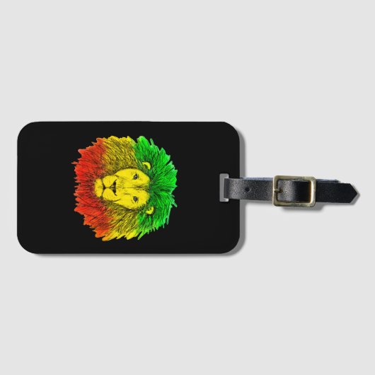 Rasta Löwe rot grün zeichnend Jamaika Gepäckanhänger (Vorderseite (Horizontal))