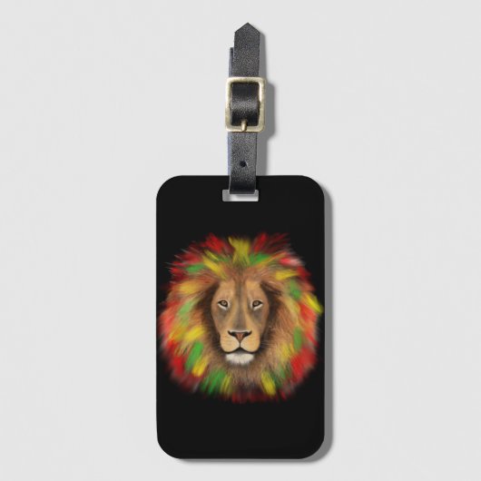 Rasta Löwe rot grün zeichnend Jamaika Gepäckanhänger (Vorderseite Vertikal)