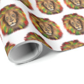 Rasta Löwe rot grün zeichnend Jamaika Geschenkpapier (Rolleneckpunkt)