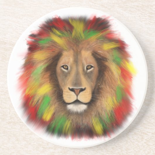 Rasta Löwe rot grün zeichnend Jamaika Getränkeuntersetzer (Vorne)