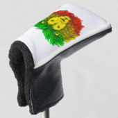 Rasta Löwe rot grün zeichnend Jamaika Golf Headcover (3/4 Vorderseite)