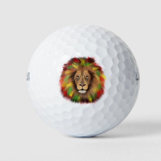Rasta Löwe rot grün zeichnend Jamaika Golfball (Vorderseite)