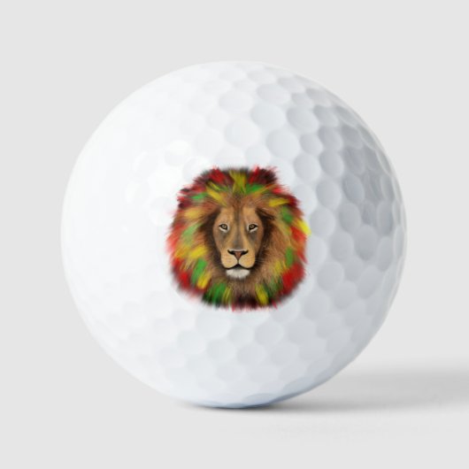 Rasta Löwe rot grün zeichnend Jamaika Golfball (Vorderseite)