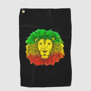 Rasta Löwe rot grün zeichnend Jamaika Golfhandtuch