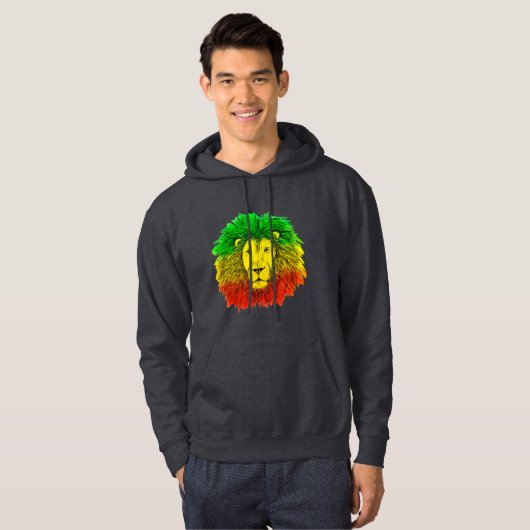 Rasta Löwe rot grün zeichnend Jamaika Hoodie (Vorne ganz)