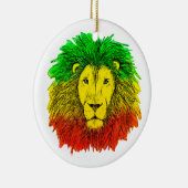 Rasta Löwe rot grün zeichnend Jamaika Keramik Ornament (Rechts)