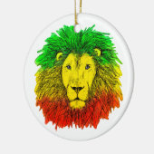 Rasta Löwe rot grün zeichnend Jamaika Keramik Ornament (Links)