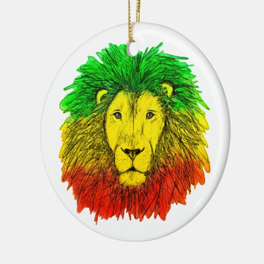 Rasta Löwe rot grün zeichnend Jamaika Keramik Ornament (Links)