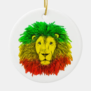 Rasta Löwe rot grün zeichnend Jamaika Keramik Ornament