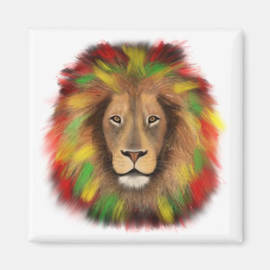 Rasta Löwe rot grün zeichnend Jamaika Magnet (Vorne)