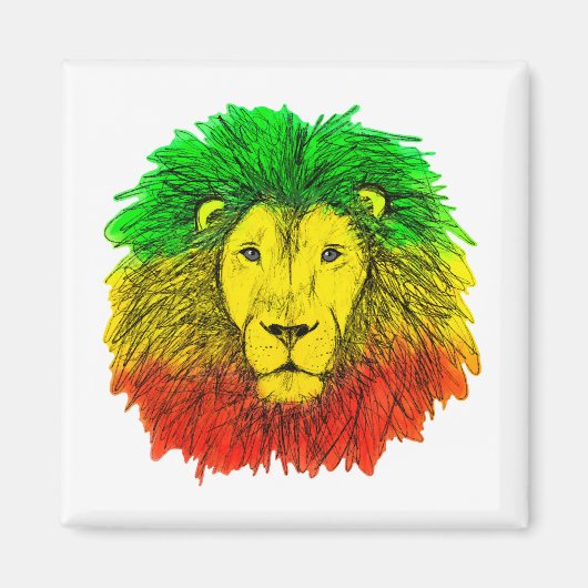 Rasta Löwe rot grün zeichnend Jamaika Magnet (Vorne)