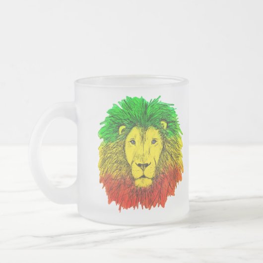 Rasta Löwe rot grün zeichnend Jamaika Mattglastasse (Links)