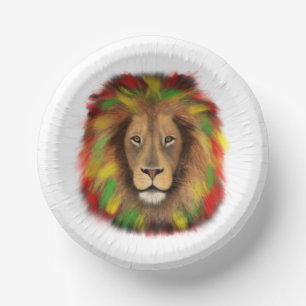 Rasta Löwe rot grün zeichnend Jamaika Pappteller