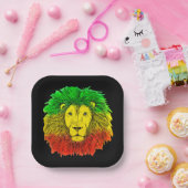 Rasta Löwe rot grün zeichnend Jamaika Pappteller (Party)