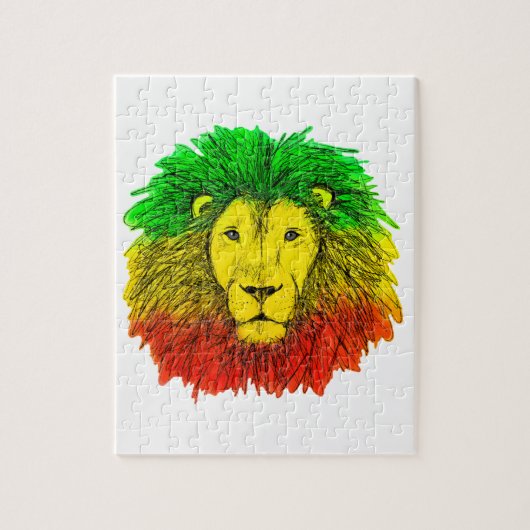 Rasta Löwe rot grün zeichnend Jamaika Puzzle (Vertikal)
