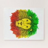 Rasta Löwe rot grün zeichnend Jamaika Puzzle (Horizontal)