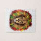 Rasta Löwe rot grün zeichnend Jamaika Puzzle (Horizontal)