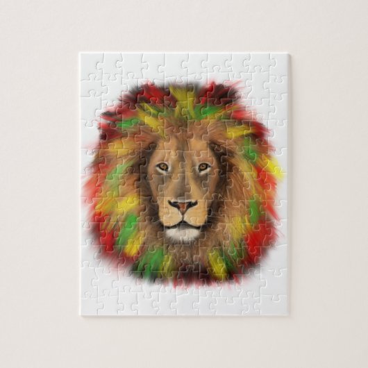 Rasta Löwe rot grün zeichnend Jamaika Puzzle (Vertikal)