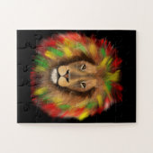Rasta Löwe rot grün zeichnend Jamaika Puzzle (Horizontal)