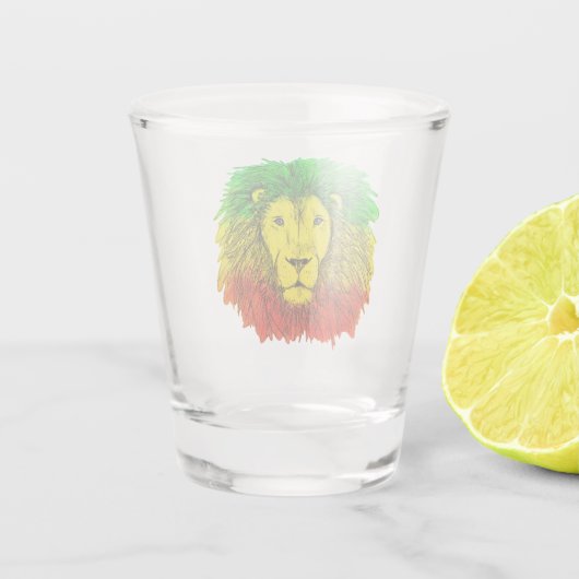 Rasta Löwe rot grün zeichnend Jamaika Schnapsglas (Rückseite)