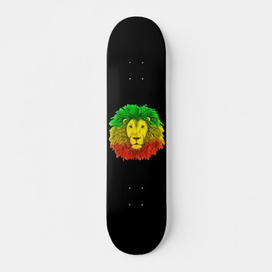 Rasta Löwe rot grün zeichnend Jamaika Skateboard (Vorne)
