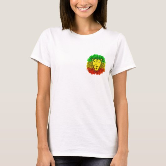 Rasta Löwe rot grün zeichnend Jamaika T-Shirt (Vorderseite)