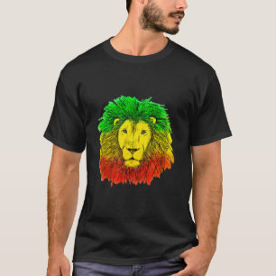 Rasta Löwe rot grün zeichnend Jamaika T-Shirt
