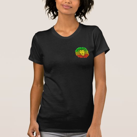 Rasta Löwe rot grün zeichnend Jamaika T-Shirt (Vorderseite)