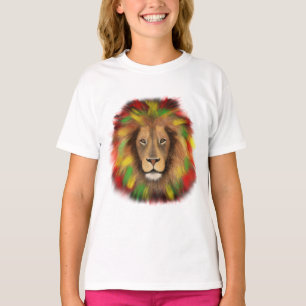 Rasta Löwe rot grün zeichnend Jamaika T-Shirt