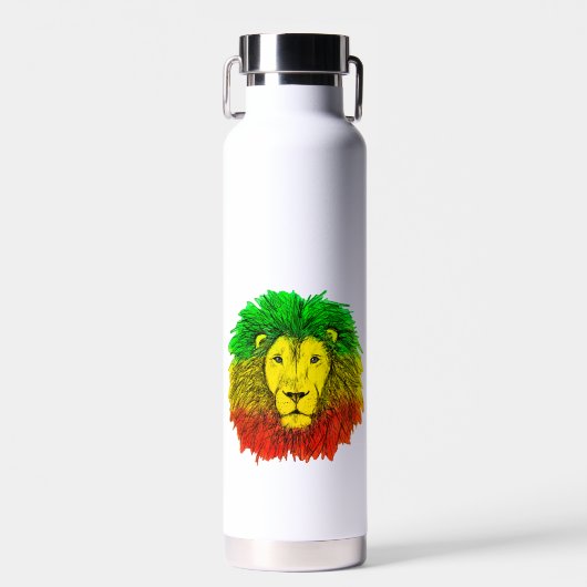 Rasta Löwe rot grün zeichnend Jamaika Trinkflasche (Vorne)