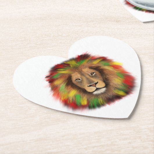 Rasta Löwe rot grün zeichnend Jamaika Untersetzer (angewinkelt)