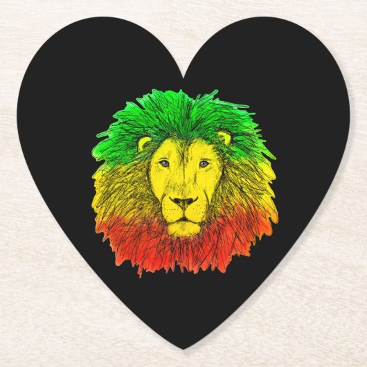 Rasta Löwe rot grün zeichnend Jamaika Untersetzer (Vorderseite)